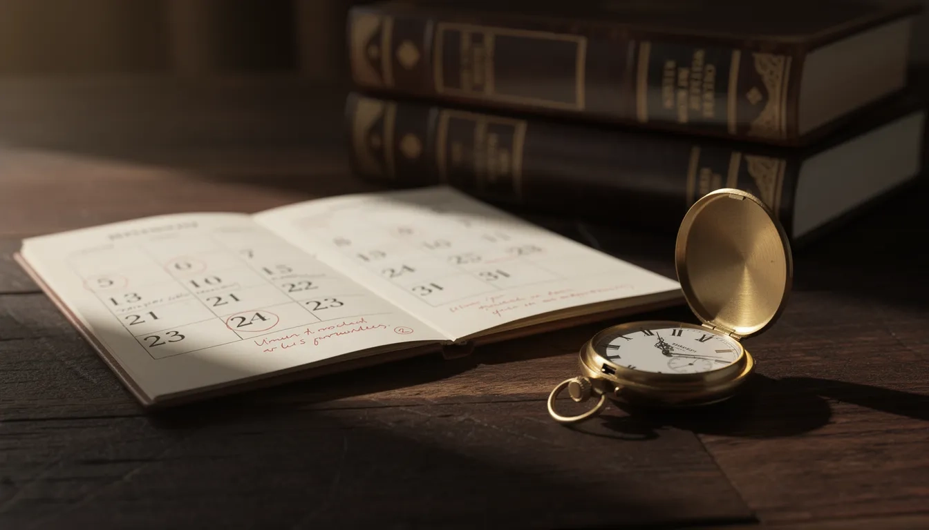Pocket watch and calendar representing criminal justice degree completion timelines